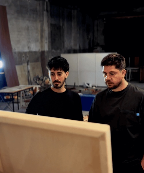 Manel-Foto proceso-mirando obra desde arriba